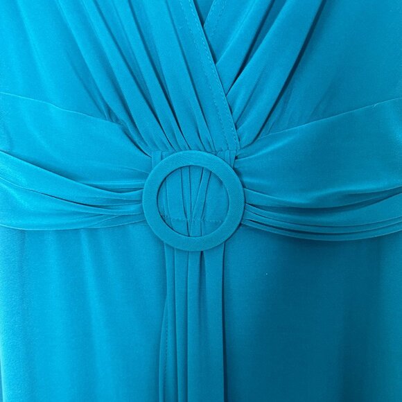 COLDWATER CREEK Teal Green Jersey Dress with Waist Ruching 8P - Picture 3 of 10